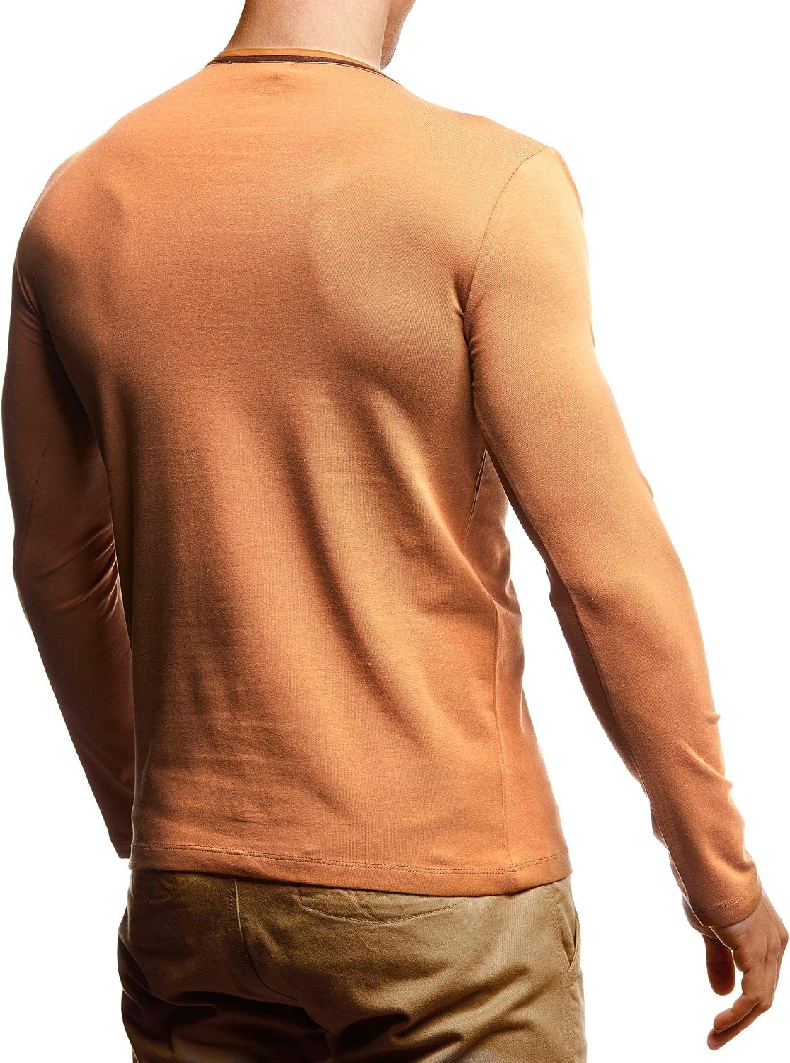 Thumbnail 2 de Leif Nelson LN1470 Sweat-shirt basique à manches longues – col en V, coupe ajustée, coton blanc