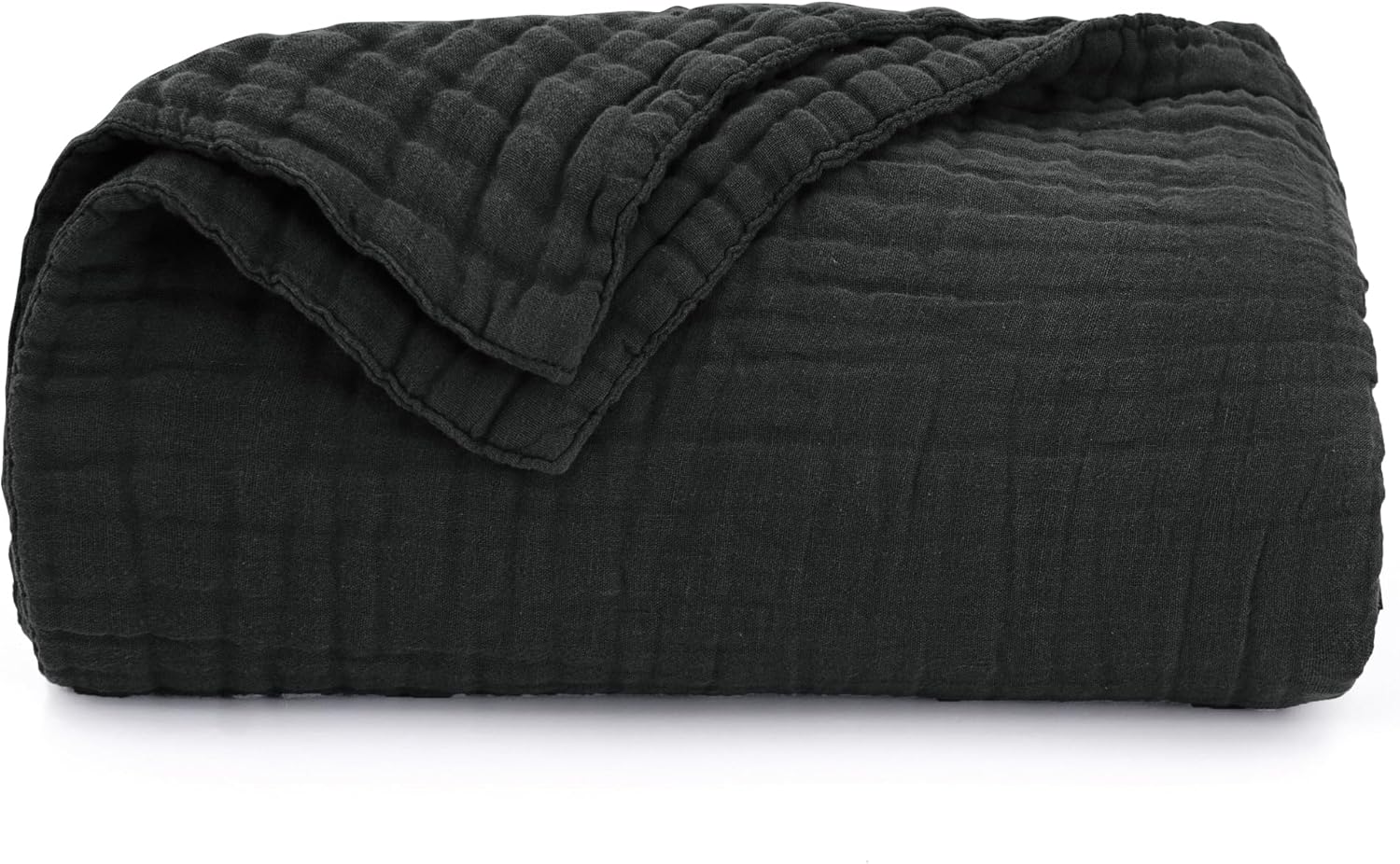 Thumbnail 6 de Love's Cabin 100% Cotton Muslin Blanket — 6-Layer Lightweight King Size (108 x 90 Inches) in Black