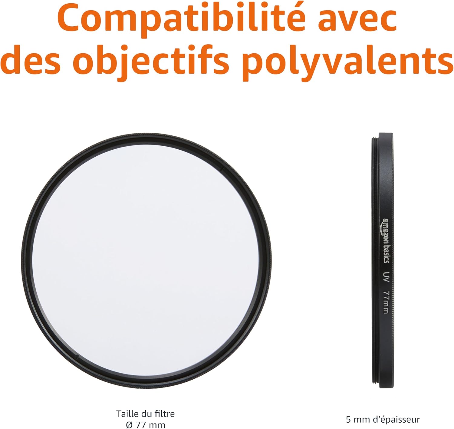Detalle de Amazon Basics Filtre UV circulaire 77 mm : protection quotidienne pour objectif