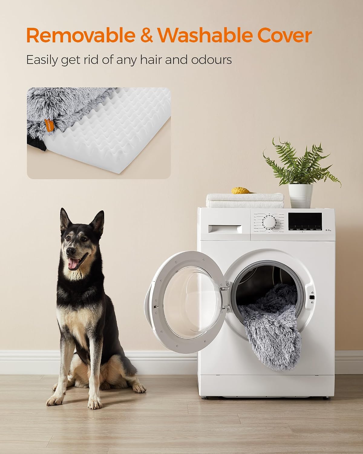 Thumbnail 6 de Feandrea FluffyHug Dog Bed XL 106x76x19cm