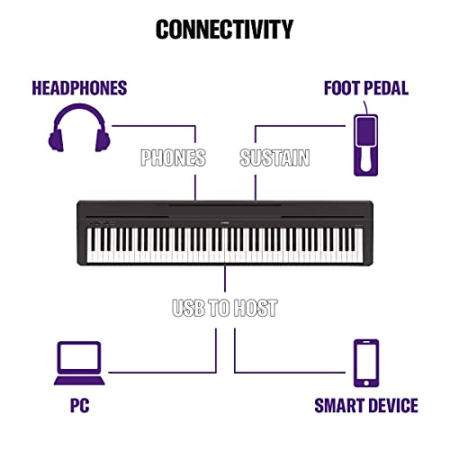 Detalle de Yamaha P-45: Piano numérique à 88 touches noir, compact et transportable