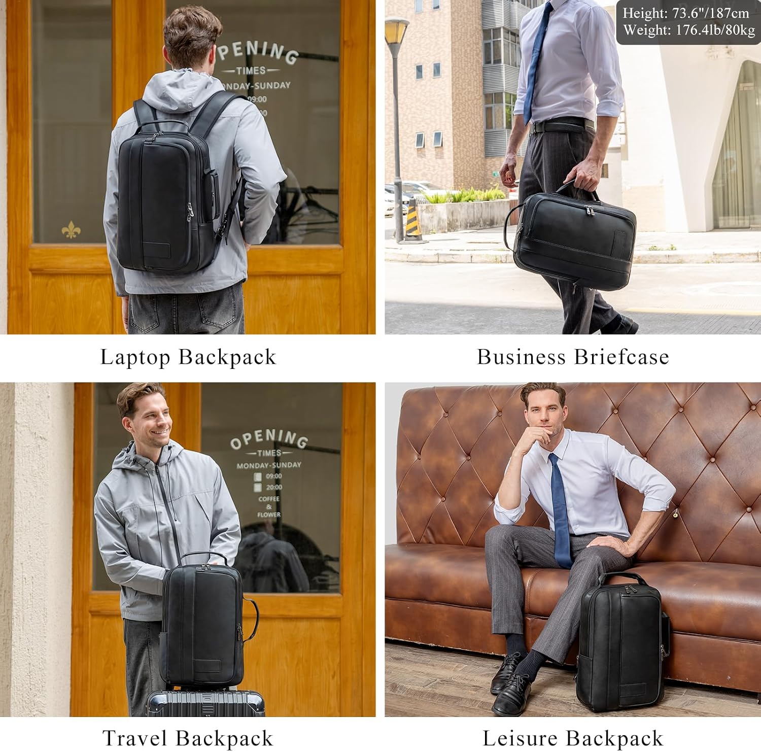 Thumbnail 4 de TIDING Leather 15.6" Laptop Backpack for Men 💼