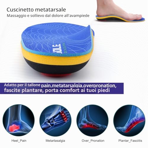 Detalle de VALSOLE Solette Ortopediche Supporto Per Arco Plantare – Plantari Ortopedici per Piedi Piatti, Uomo e Donna