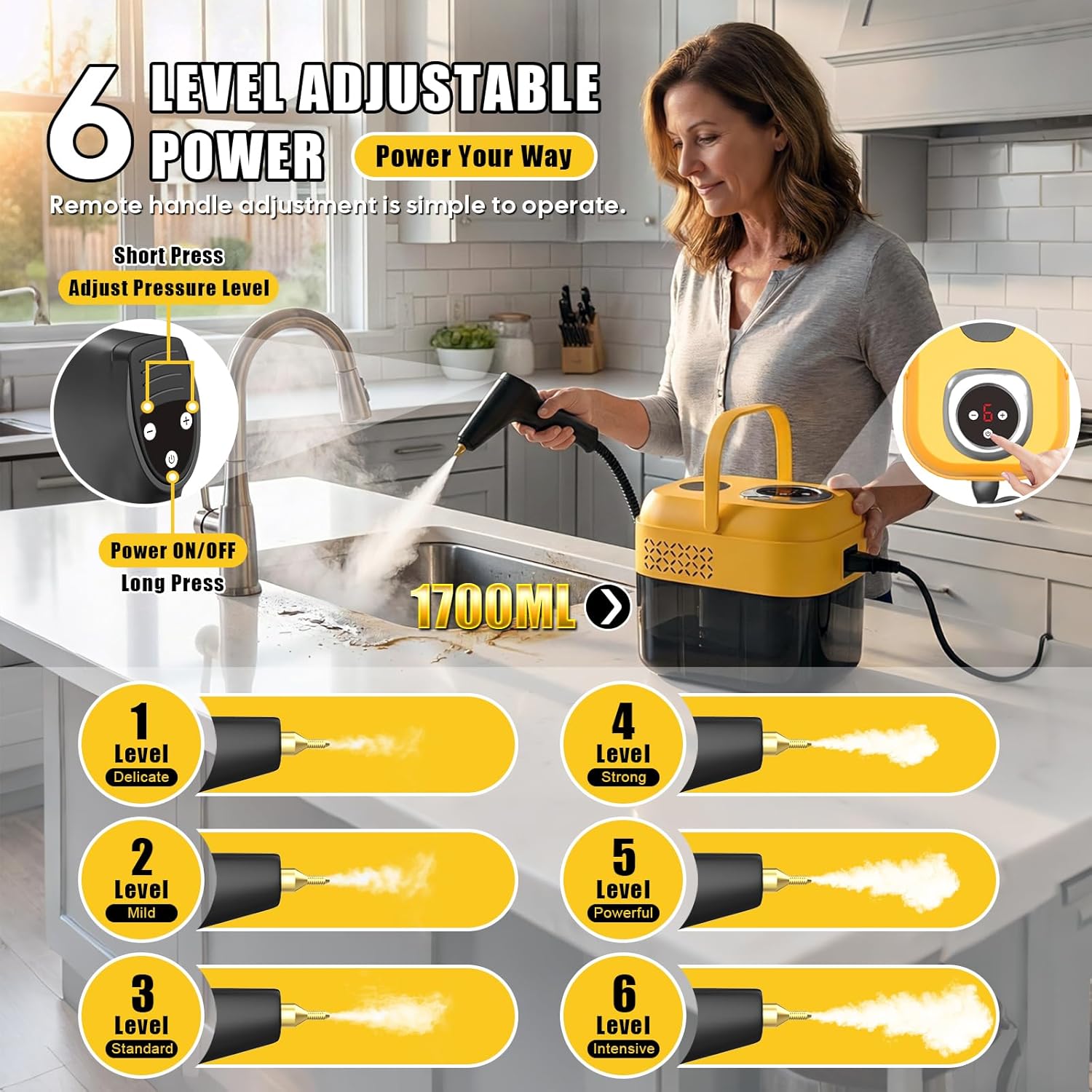 Thumbnail 2 de DXD Handheld Steam Cleaner (2500W) with 21 Accessories, 1700ML Tank