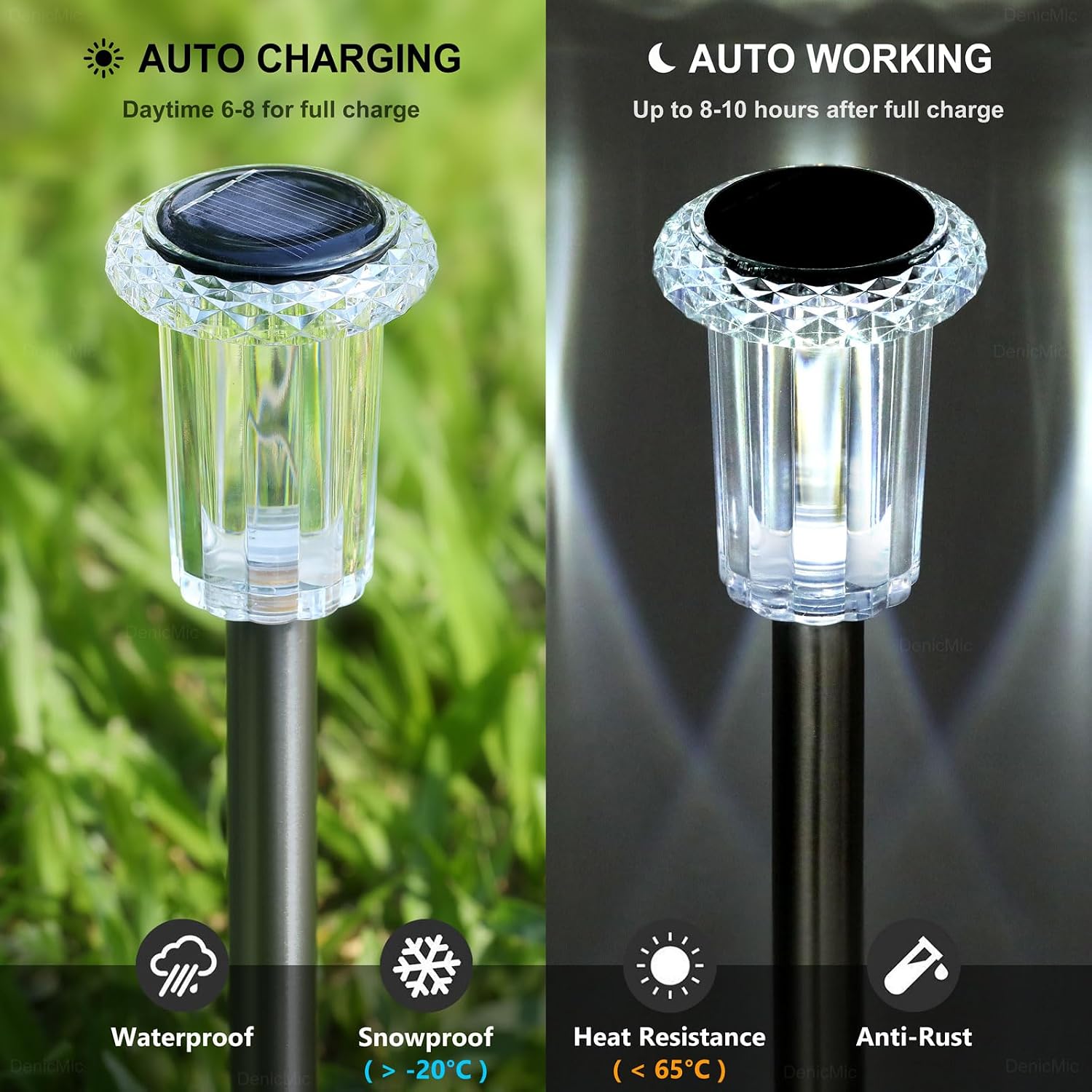 Detalle de Gorrzai Solar Pathway Lights 10-Pack, 6000K Cool White, IP65