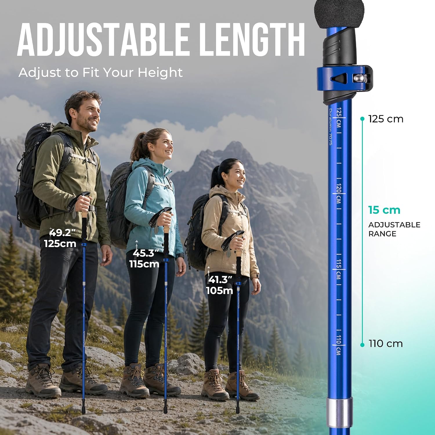 Detalle de Overmont Trekking Poles 7075 Aluminium