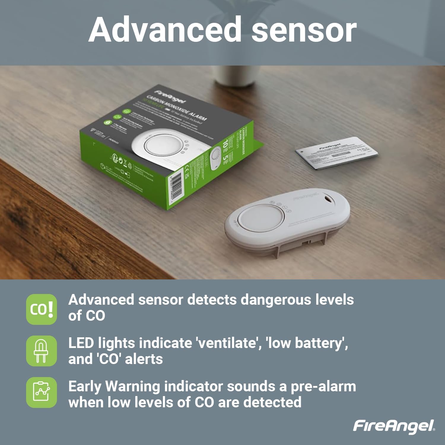 Thumbnail 3 de FireAngel FA3820 Carbon Monoxide Detector with 10-Year Sealed Battery