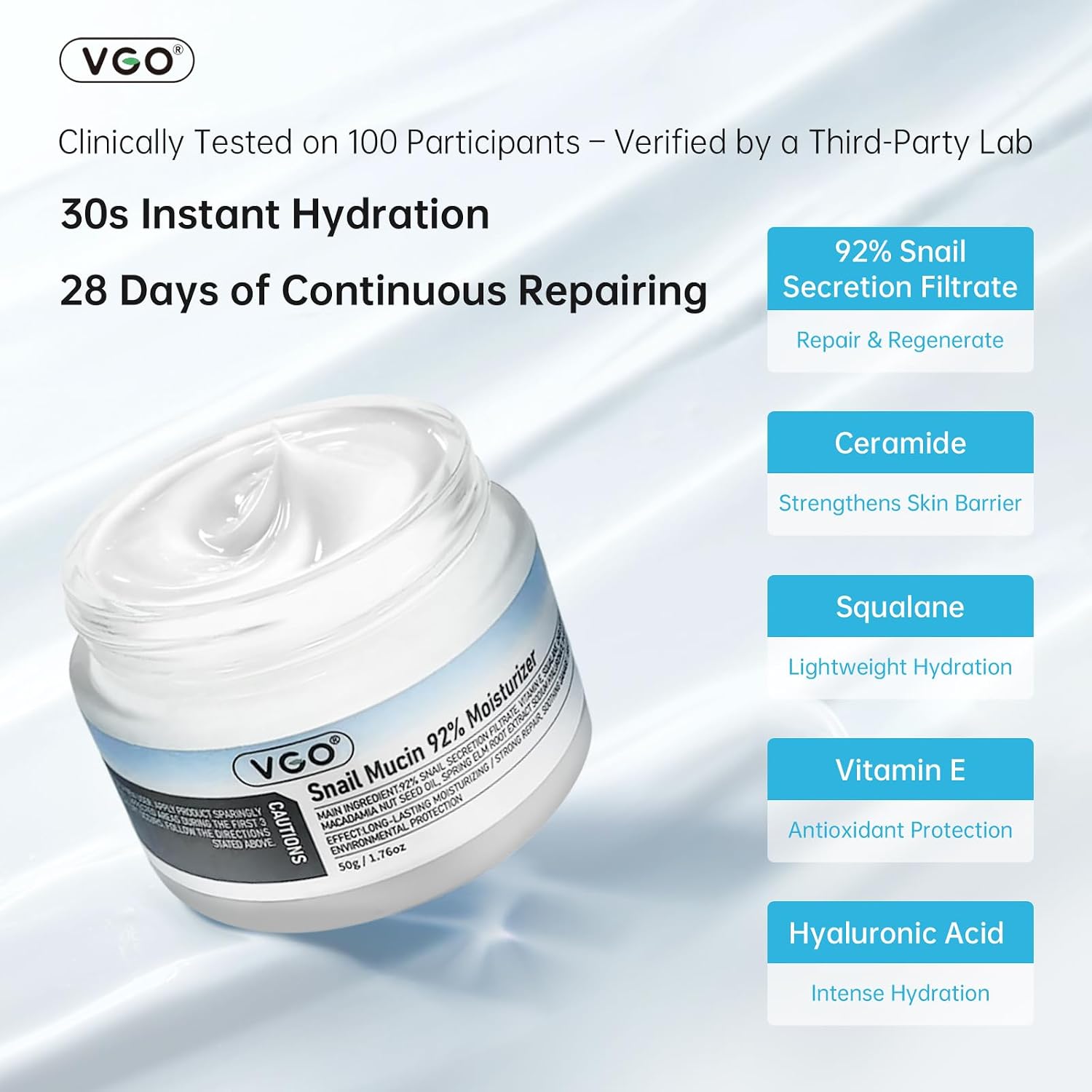 Detalle 2 de VGO Snail Mucin Moisturizer 50g