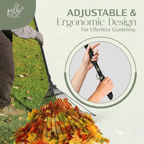 Detalle 2 de Pelle & Sol Garden Rake - 38-63 Inch Adjustable Lawn Rake with 25 Tines