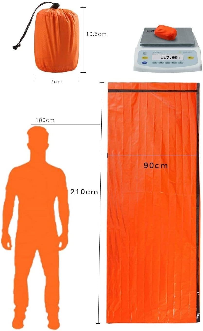 Detalle de HONYAO Sacco a Pelo d'Emergenza: Coperta di Sopravvivenza Riutilizzabile per Outdoor, 2 pezzi