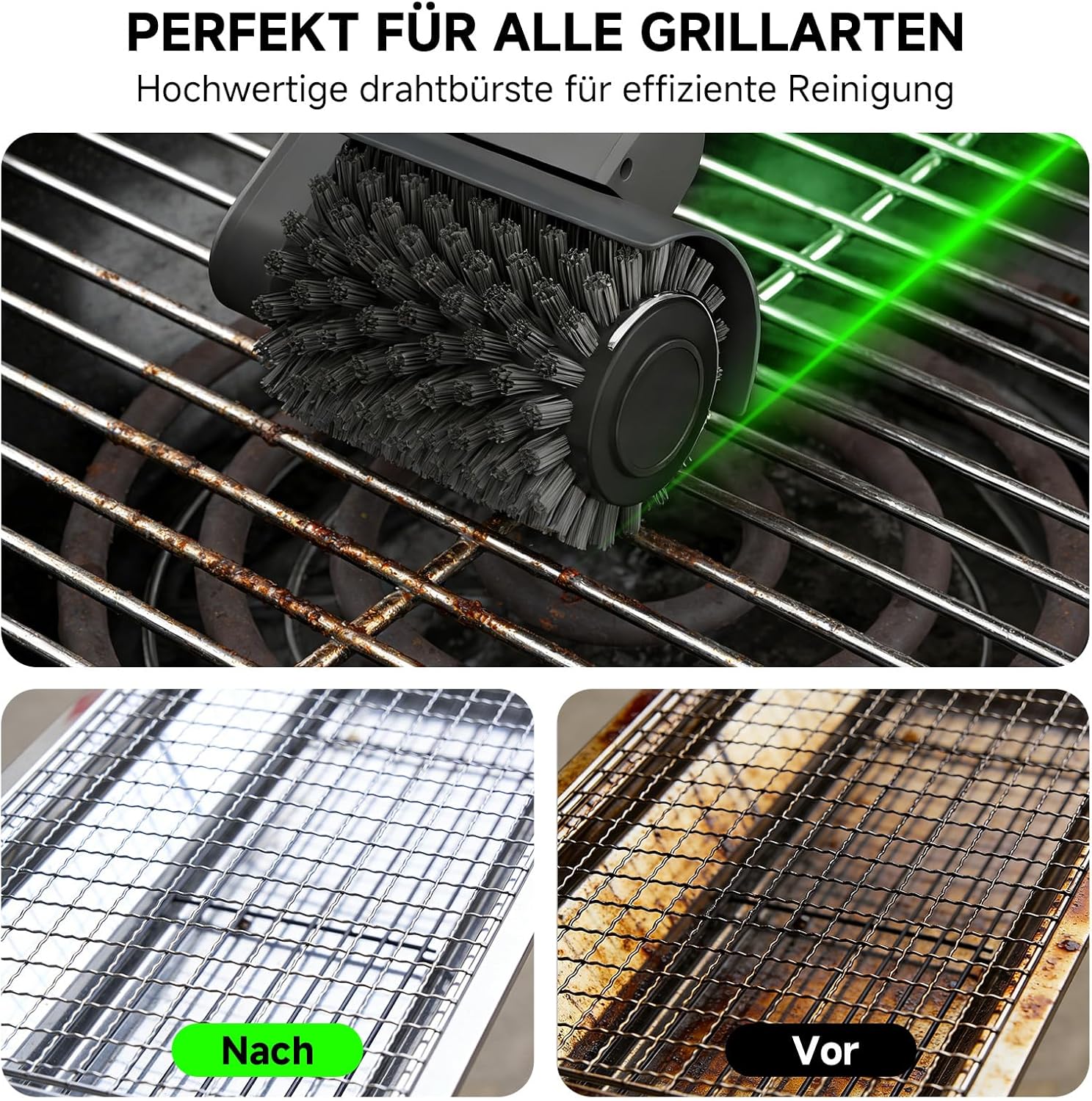Thumbnail 5 de Elektrische Grillbürste mit 3 Geschwindigkeiten, Akku, verstellbarem Bürstenkopf und IPX5 – besonders geeignet für Gussrost