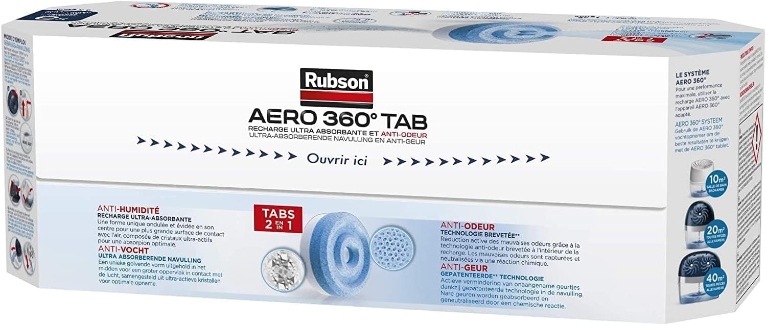 Thumbnail 1 de Rubson AERO 360° TAB – Recharges neutres (6 x 450 g) pour absorbeur d’humidité et anti-odeurs