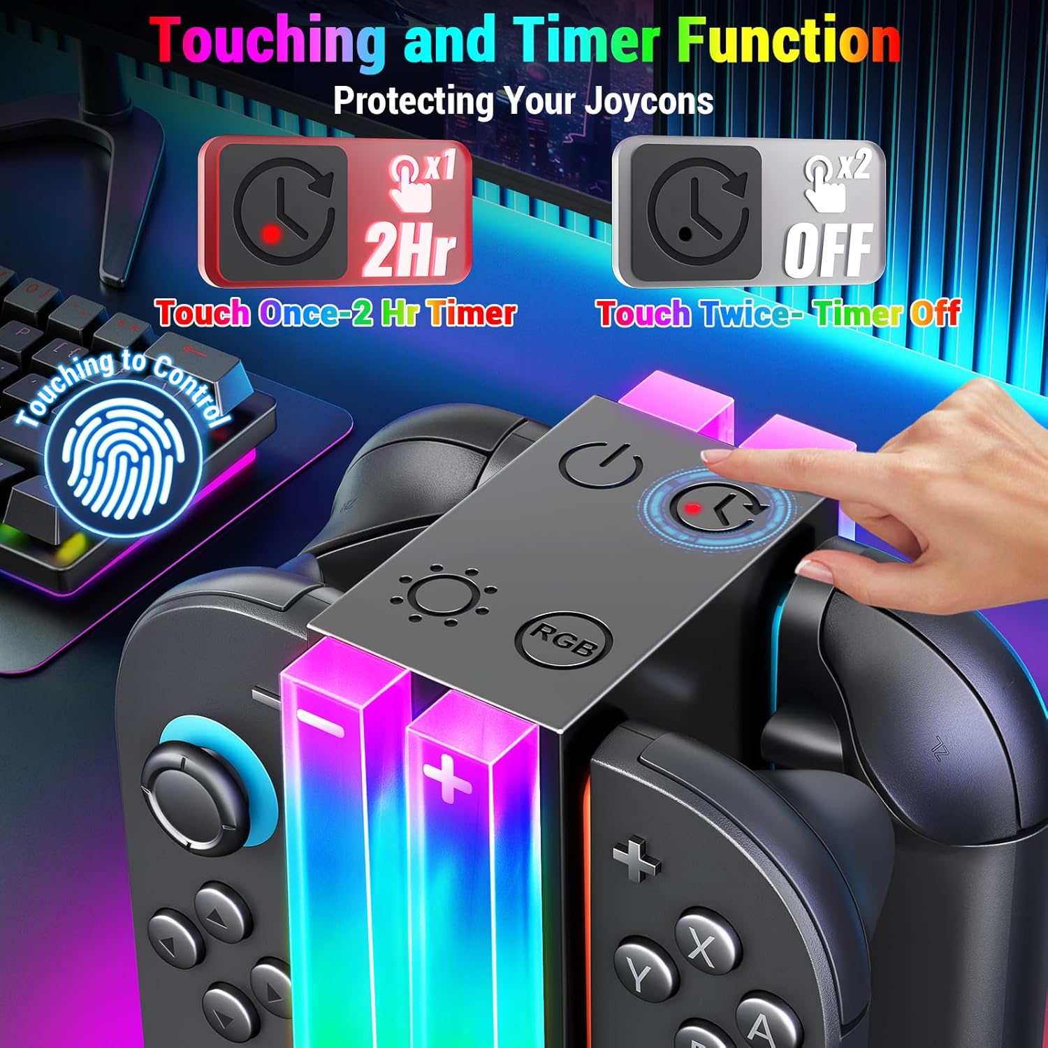 Thumbnail 4 de Wenocally Stazione di ricarica Switch 2 4 controller