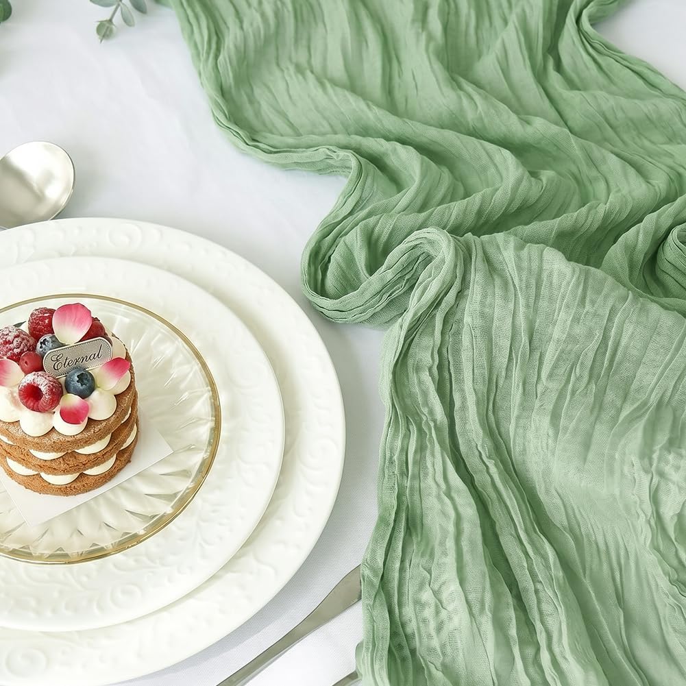 Thumbnail 4 de AOOTE 6313075 Green Gauze Table Runner, 90 x 400 cm Polyester