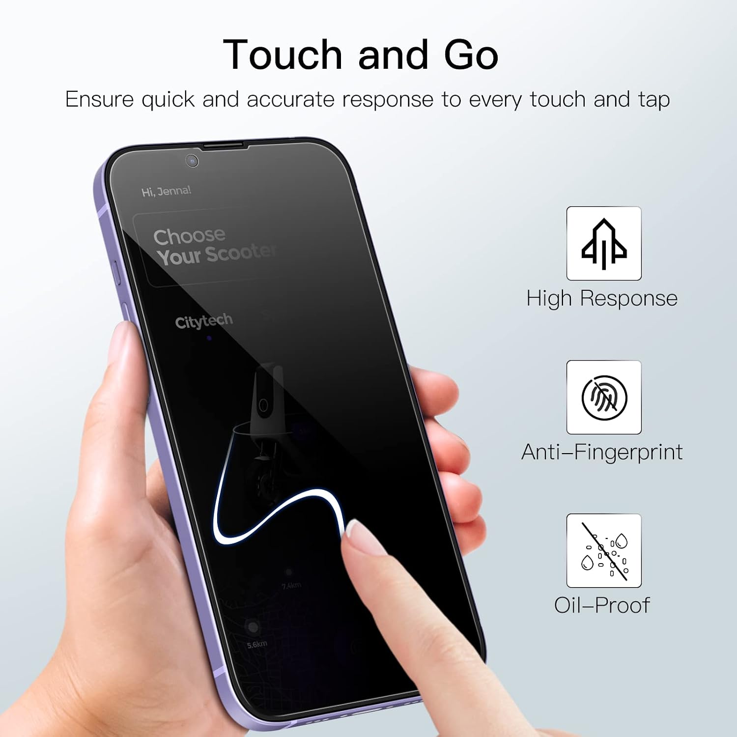 Detalle de JETech Privacy Full Coverage Screen Protector for iPhone 17e (2026) / iPhone 16e / iPhone 14 6.1" — Anti-Spy Tempered Glass, Edge-to-Edge, Case-Friendly (2-Pack)