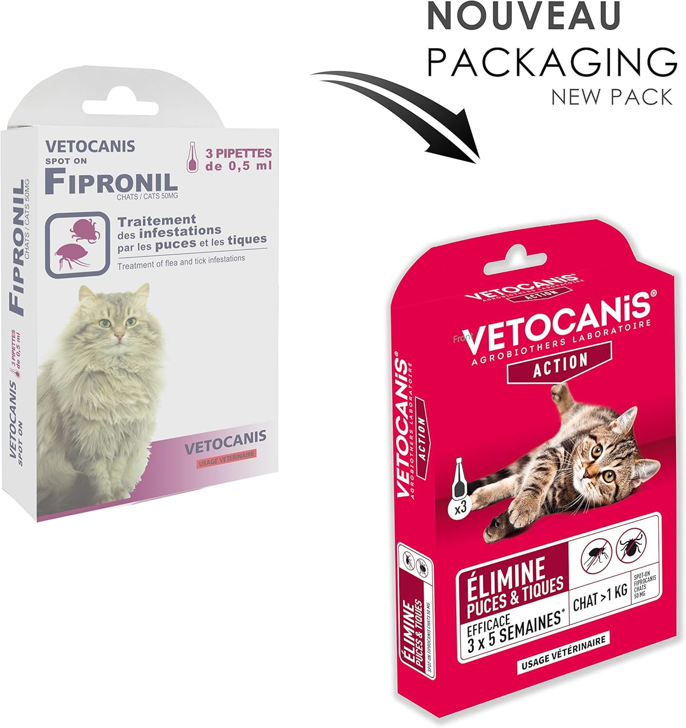 Detalle 2 de Vetocanis Pipette chat anti puces et tiques – protection 15 semaines (pack de 3)