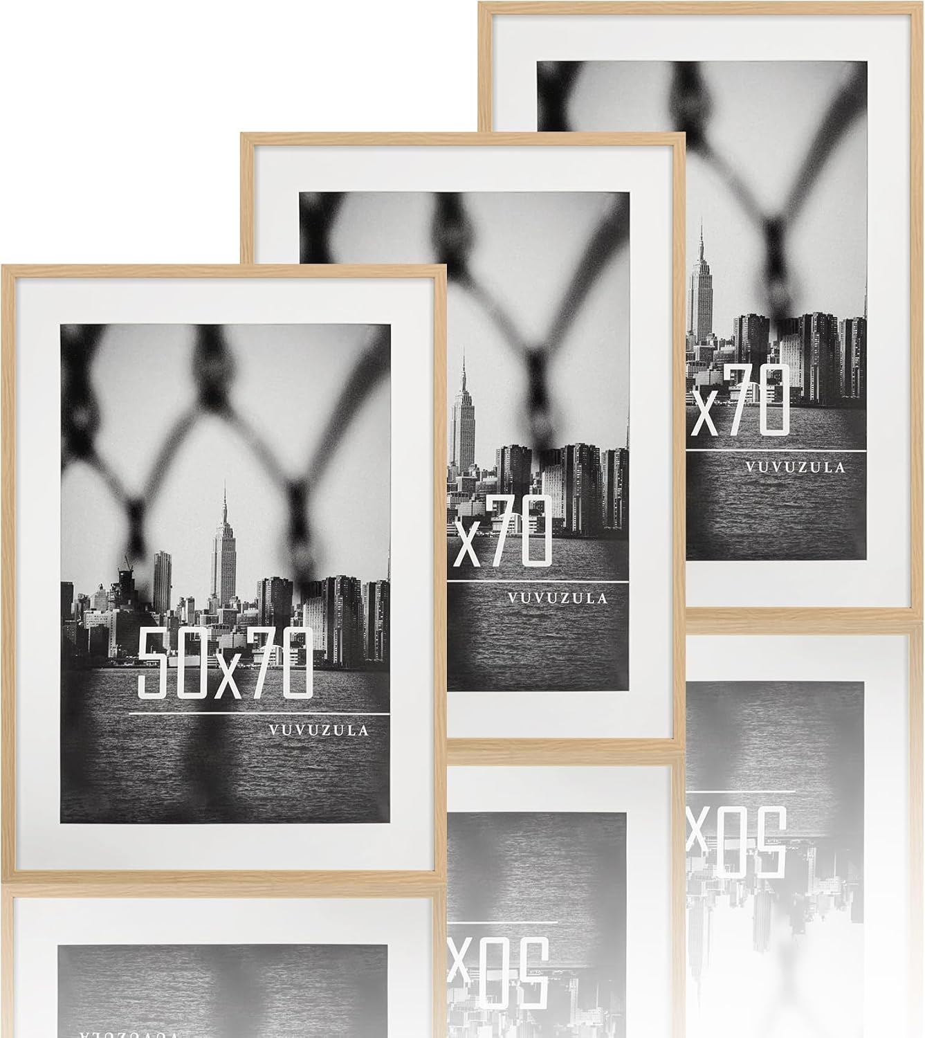 Thumbnail 5 de VUVUZULA Bilderrahmen 50x70 cm Schwarz im 3er-Set mit Passepartout – Posterrahmen aus Kunststoff