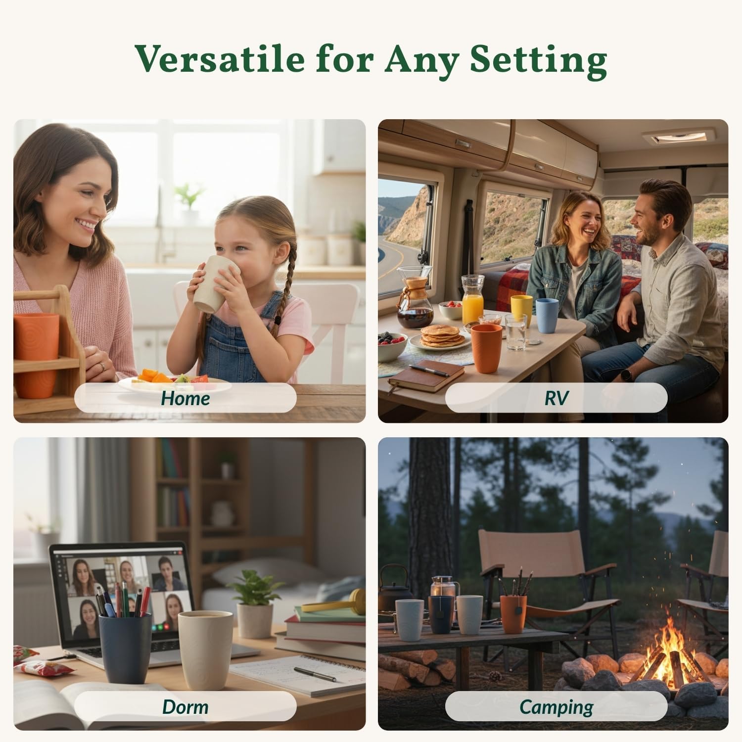 Thumbnail 6 de Homienly Unbreakable Wheat Straw Cups 6-Piece Set