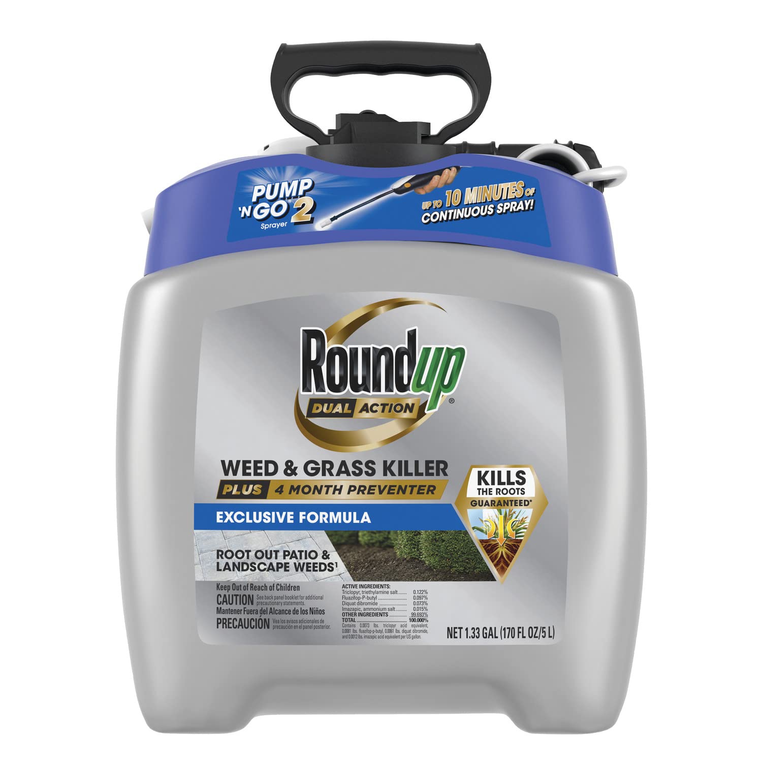 Detalle de Roundup 5377504 Weed & Grass Killer Spray, 1.33 gal, 4-Month Preventer