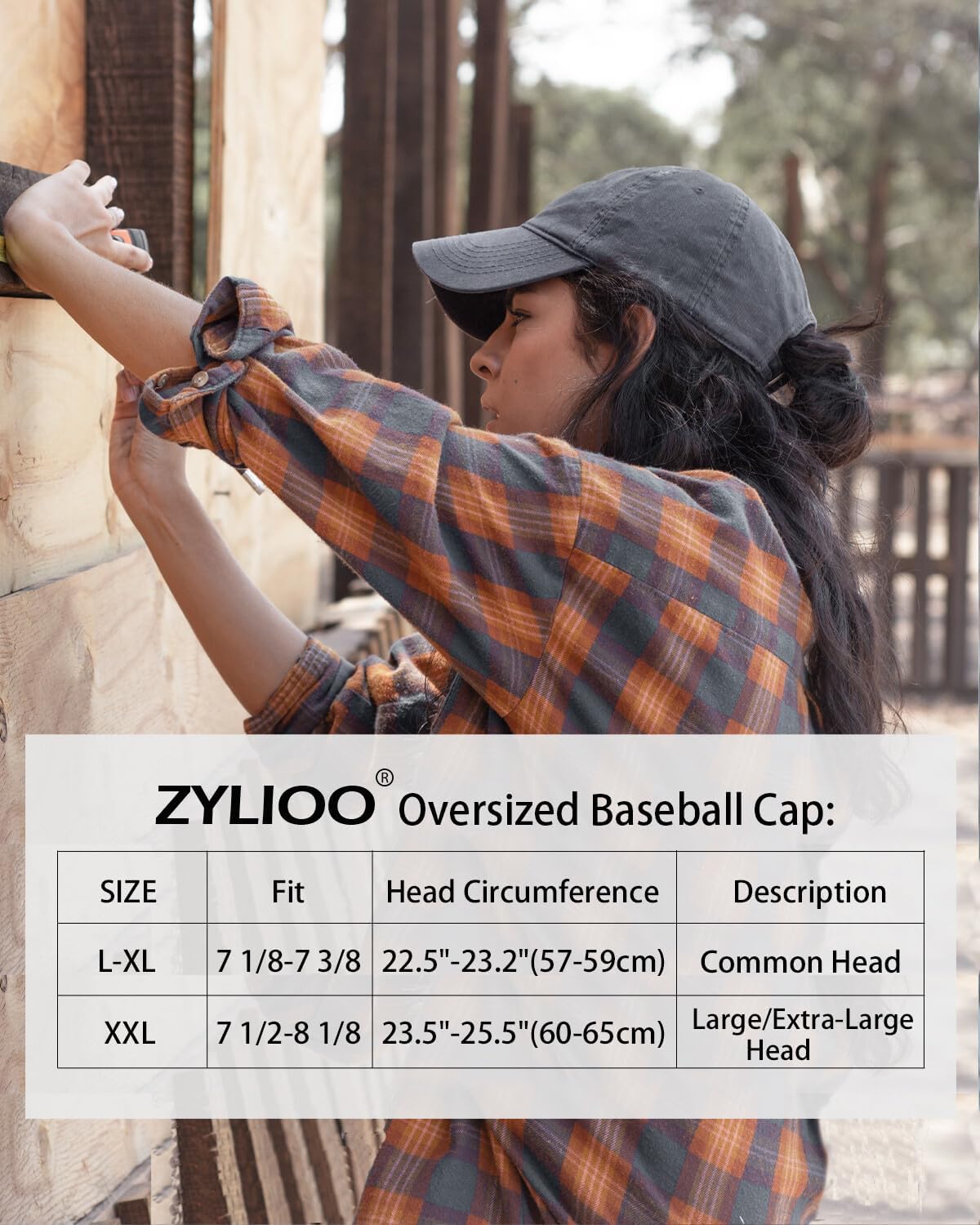 Thumbnail 3 de Zylioo XL/XXL Washed Cotton Baseball Cap - Large Head, Vintage-Style