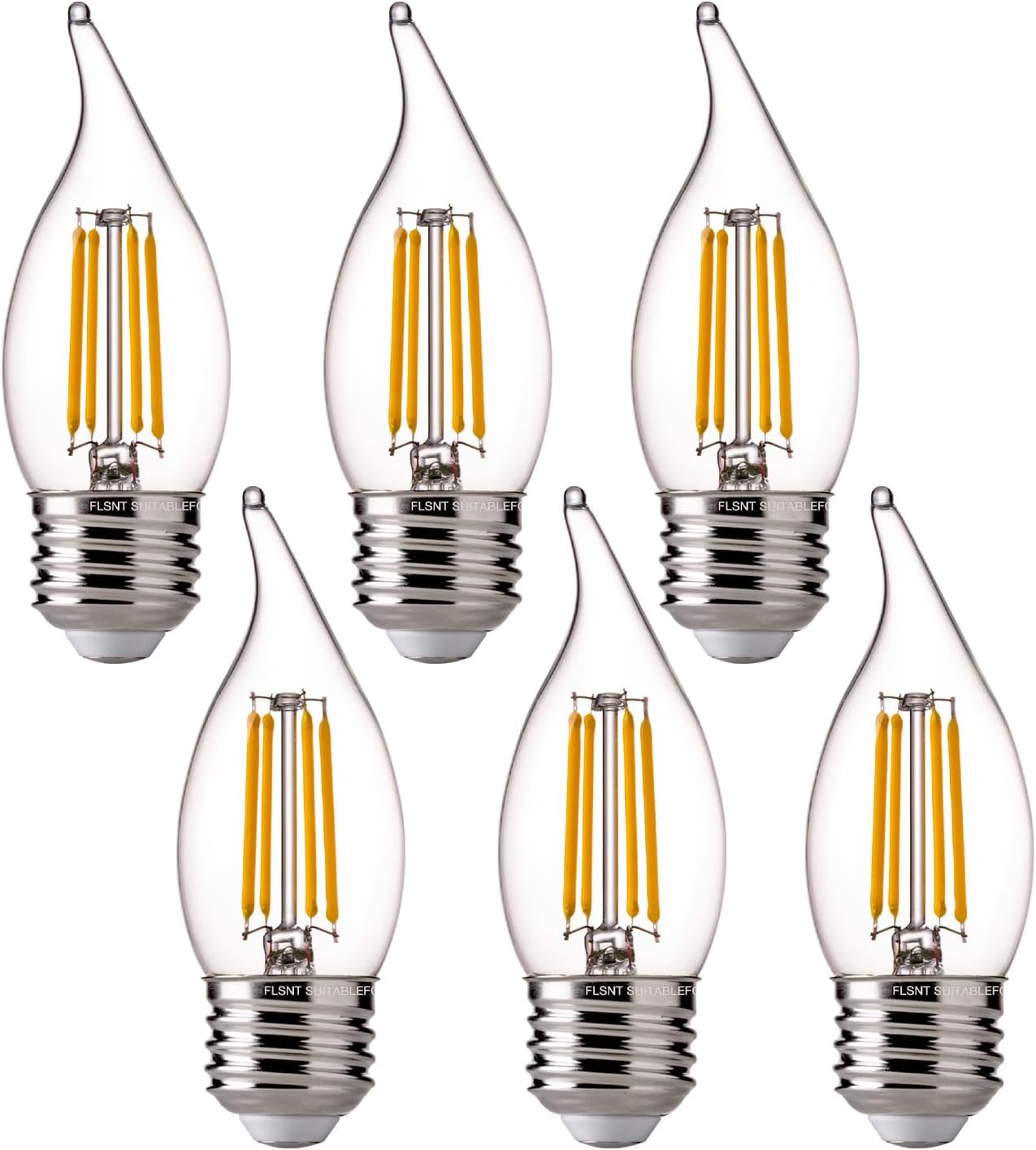 Detalle de FLSNT DSB11-A4S27-6 CA11 LED Chandelier Bulbs, Dimmable, 2700K, 6-Pack