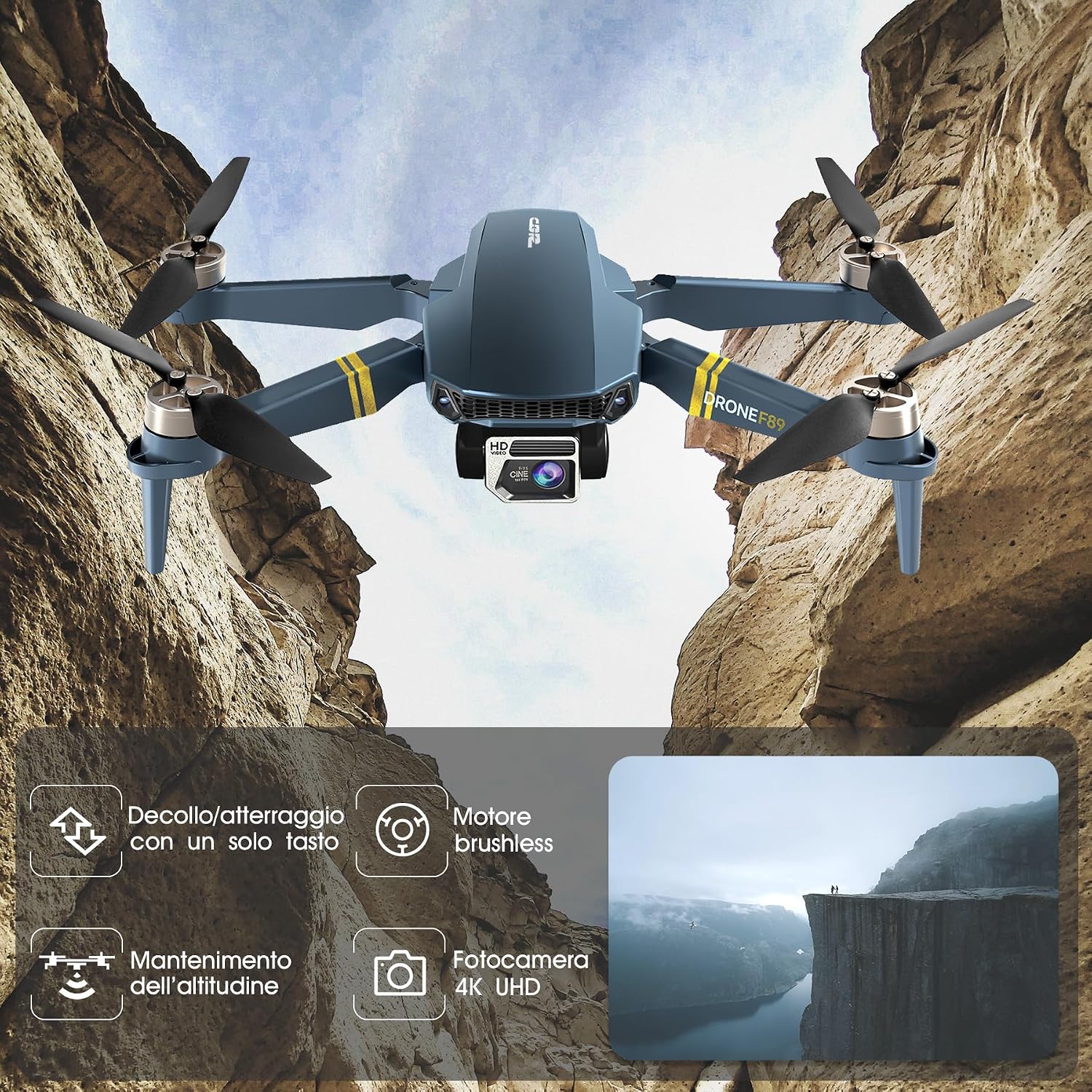 Thumbnail 4 de Drone con Telecamera 4K HD per Principianti, 84 Minuti di Volo – 800 m di Portata, Motori Brushless e Auto Hover