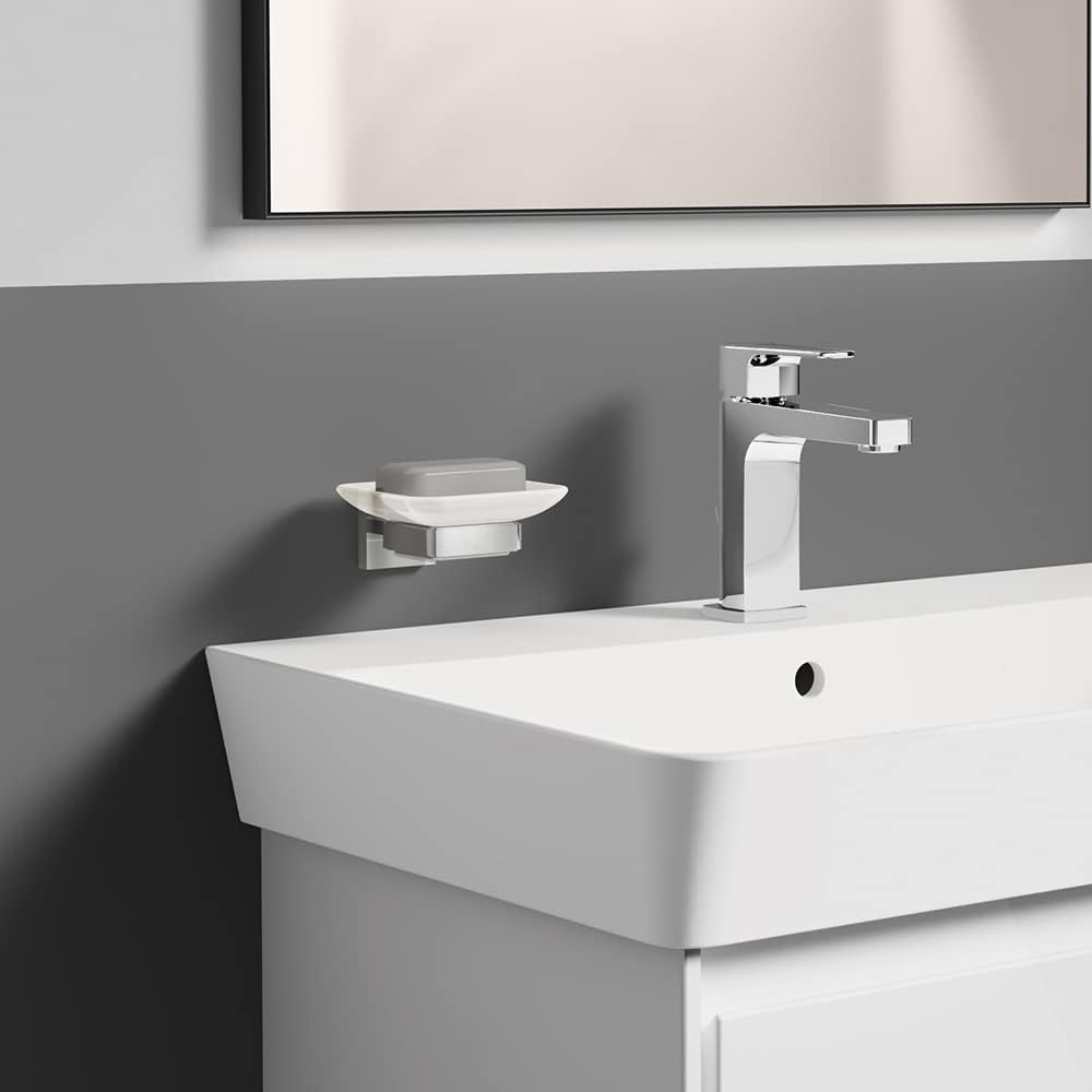 Detalle de Ideal Standard IOM Cube Porte Savon Murale Carré Verre satiné Chrome Fixations incluses
