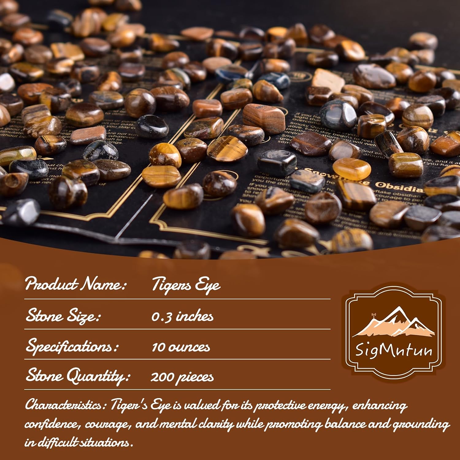 Detalle 2 de SigMntun Polished Round Tiger’s Eye Stones, 284 g, 7–9 mm