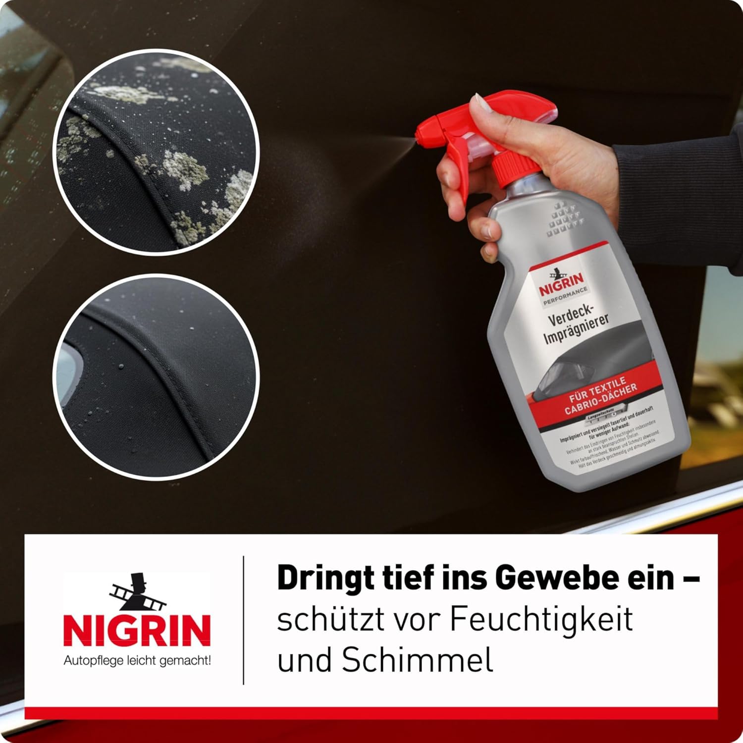 Thumbnail 3 de NIGRIN Verdeck Imprägnierer 500 ml – wasser- und schmutzabweisend, bis zu 6 Monate Abperl-Effekt