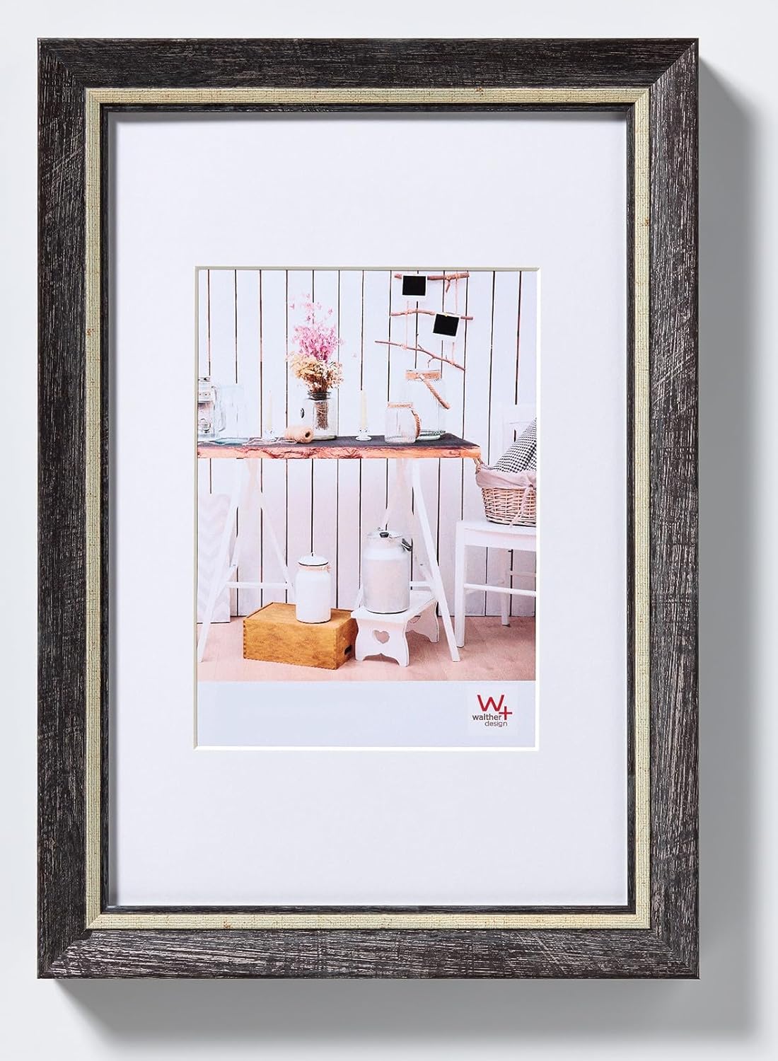 Detalle de Walther Design Cadre Photo Bleu 30 x 40 cm avec Passe-Partout – EL040L Chalet Design