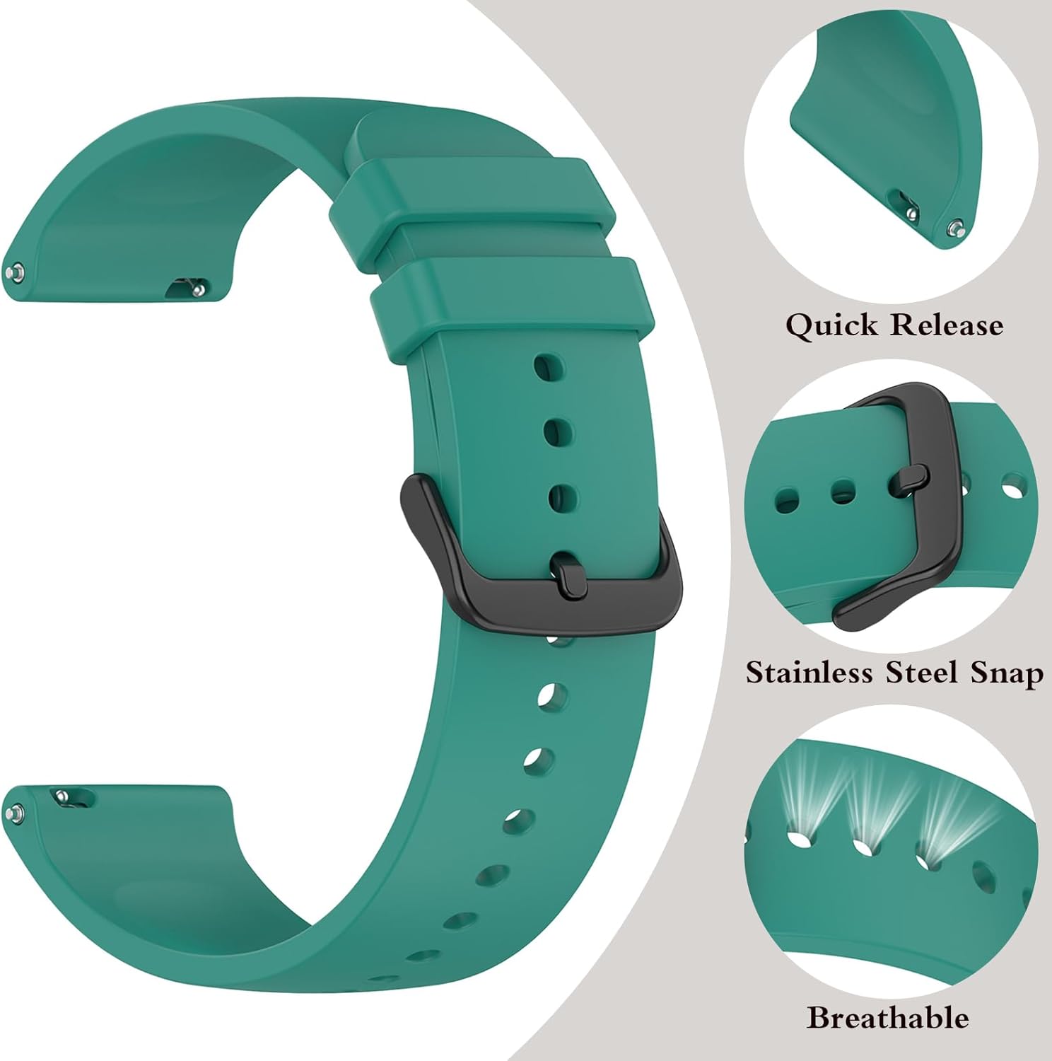 Thumbnail 2 de SUGARJAR 22mm Silicone Strap for Nerunsa P66D and Compatible Models