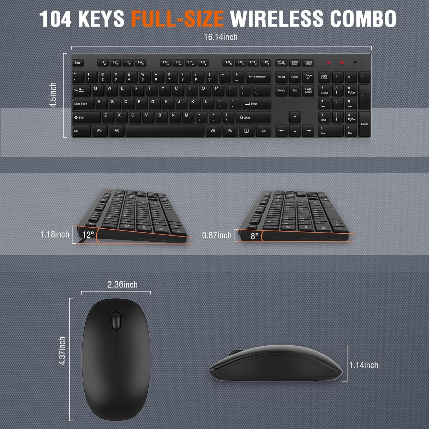 Thumbnail 6 de EDJO Silent Wireless Keyboard Mouse 33 ft ⌨