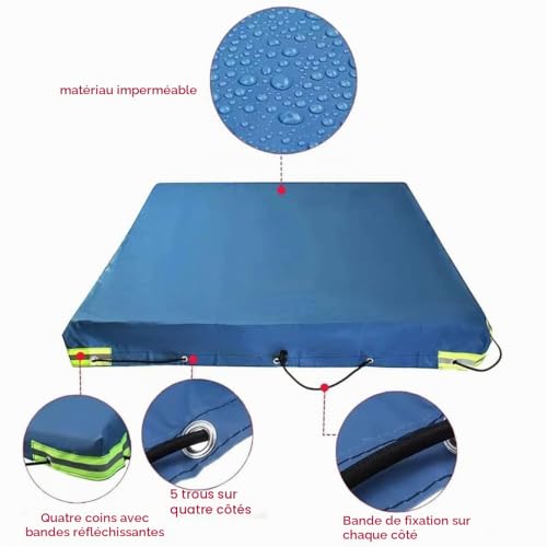 Detalle de Bâche pour Remorque PVC Renforcée RATSTONE 258 x 136 x 8 cm – Imperméable et avec cordon