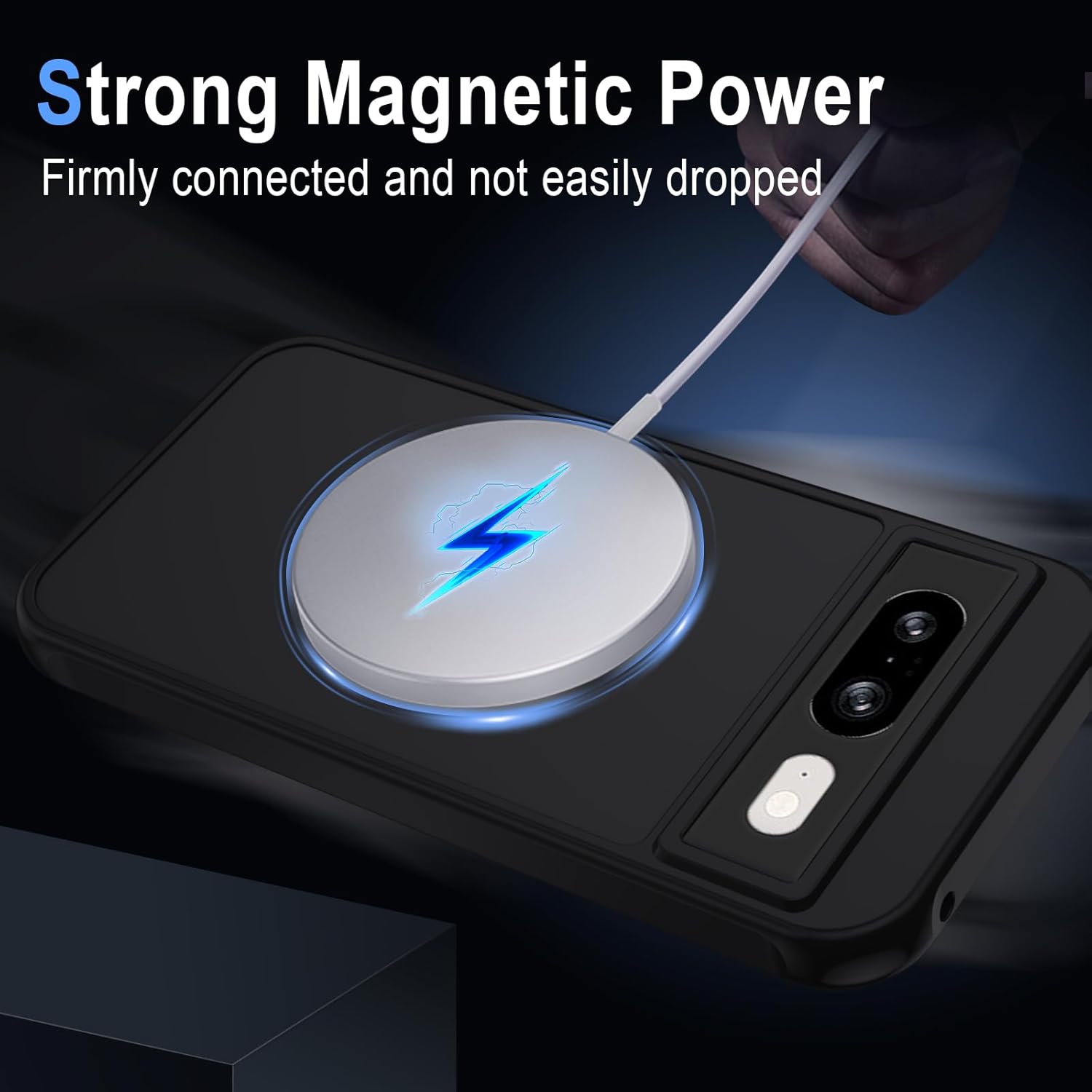 Thumbnail 2 de XTCASE Coque magnétique pour Google Pixel 8 — Étui arrière translucide noir, protection anti-rayures