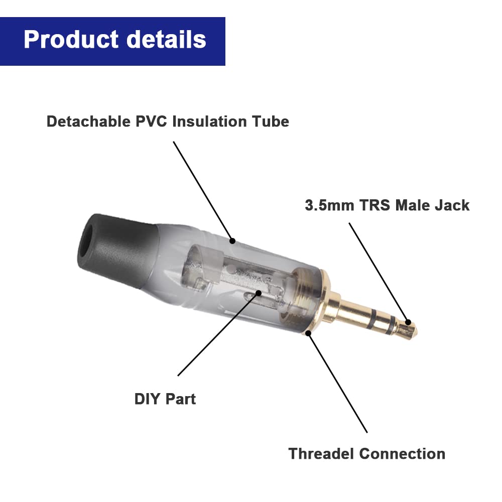 Thumbnail 4 de Xiatiaosann 3.5mm Audio Solder Plug – TRS 3-Pole Heavy Duty Jack (10 Pack)