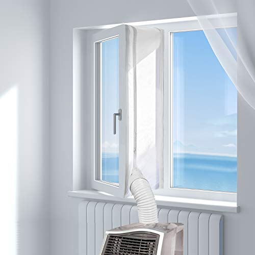 Detalle de HOOMEE 300 cm: Cubierta Aislante de Tela para Ventanas (Aire Acondicionado Portátil y Secadora) con Cremallera y Cinta Adhesiva