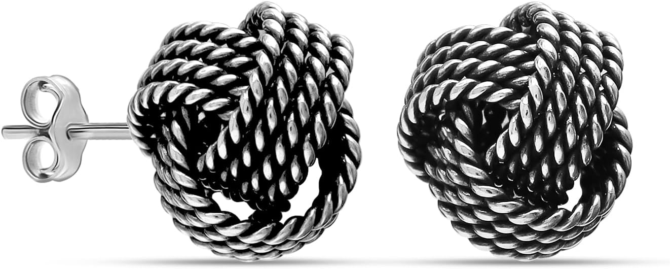 Detalle de LeCalla 925 Sterling Silber Love-Knoten Ohrring – zarter, leicht verdrehter Liebesknoten