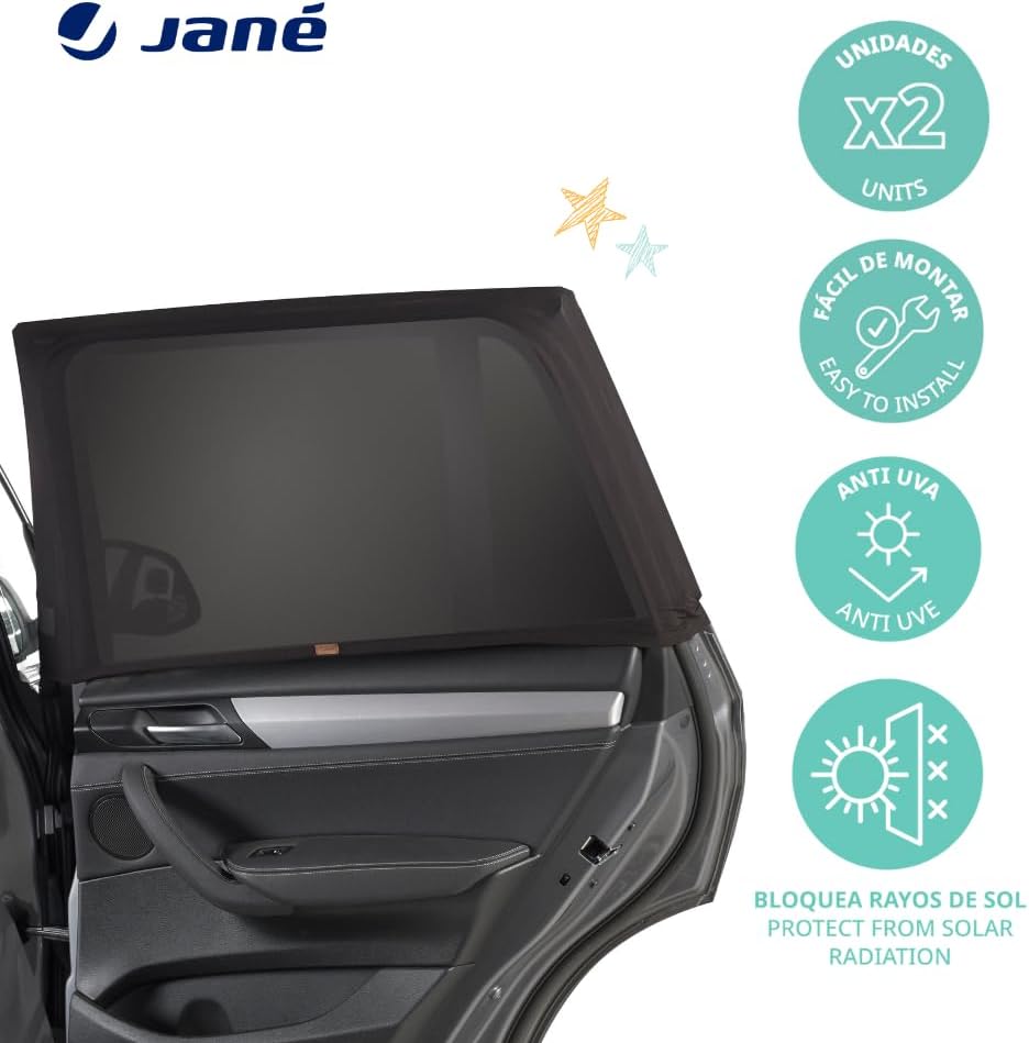 Detalle 2 de Jané Parasol para Coche L Negro 2 Uds