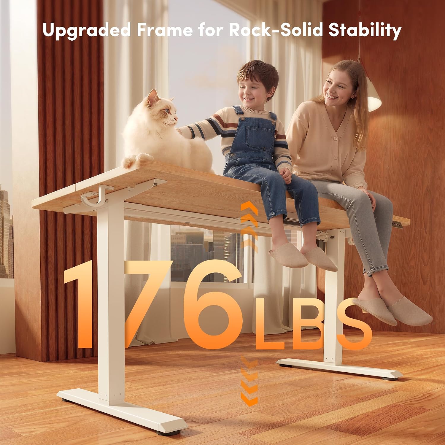 Detalle de FEZIBO INCF-SD0001-120LOG-02 Electric Standing Desk, Maple, 3 Presets