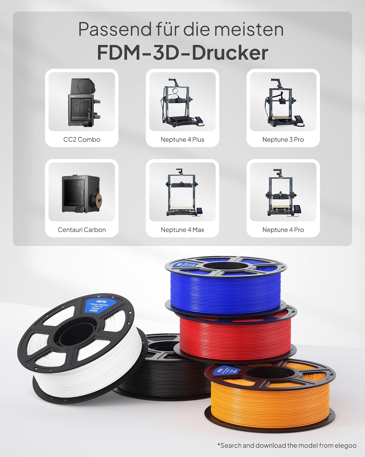 Thumbnail 6 de ELEGOO PETG Filament 1,75 mm Rot – 1 kg, präzises 3D-Druckmaterial für robuste Bauteile