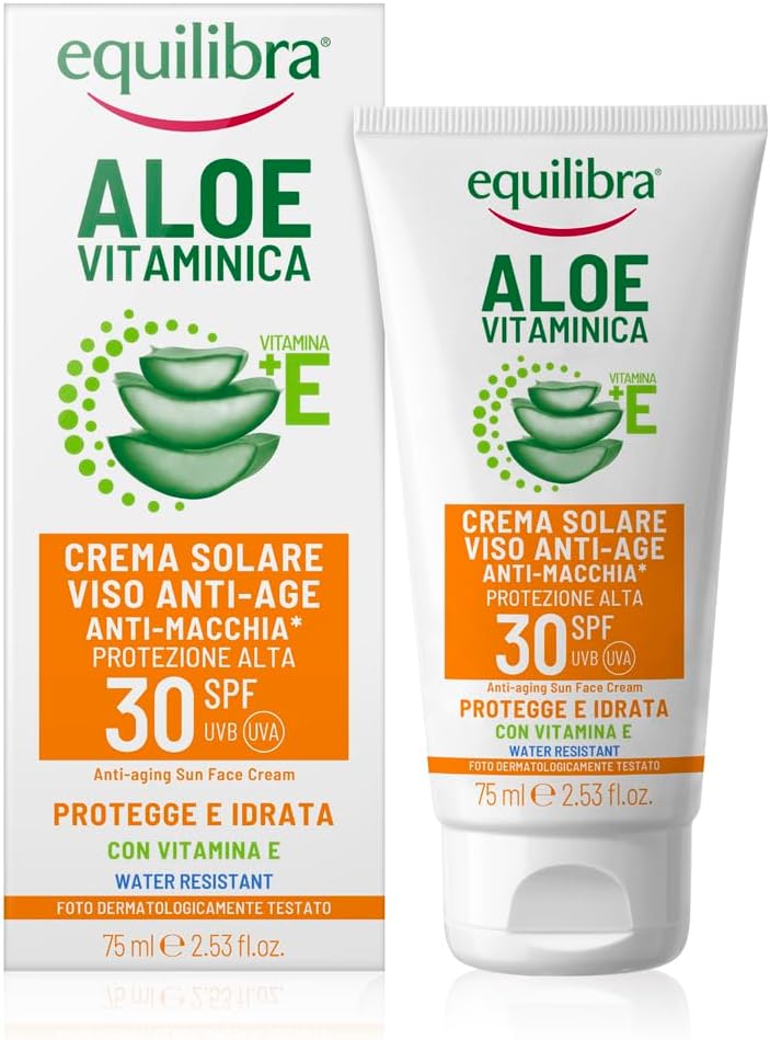Detalle de Equilibra Crema Solare Viso SPF 30 75 ml – protezione anti-età e anti-macchie, senza profumo