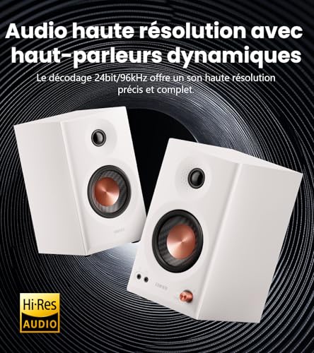 Detalle de Edifier MR3: enceintes de studio compactes 2.0 Hi-Res, Bluetooth 5.4 et commandes physiques