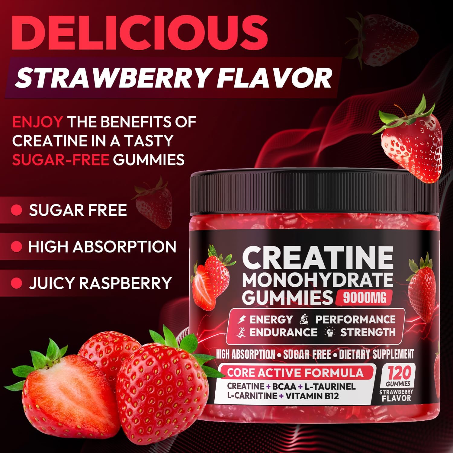 Detalle 2 de Cytona 5,000 mg Creatine Monohydrate Gummies with Taurine, BCAAs, and B Vitamins