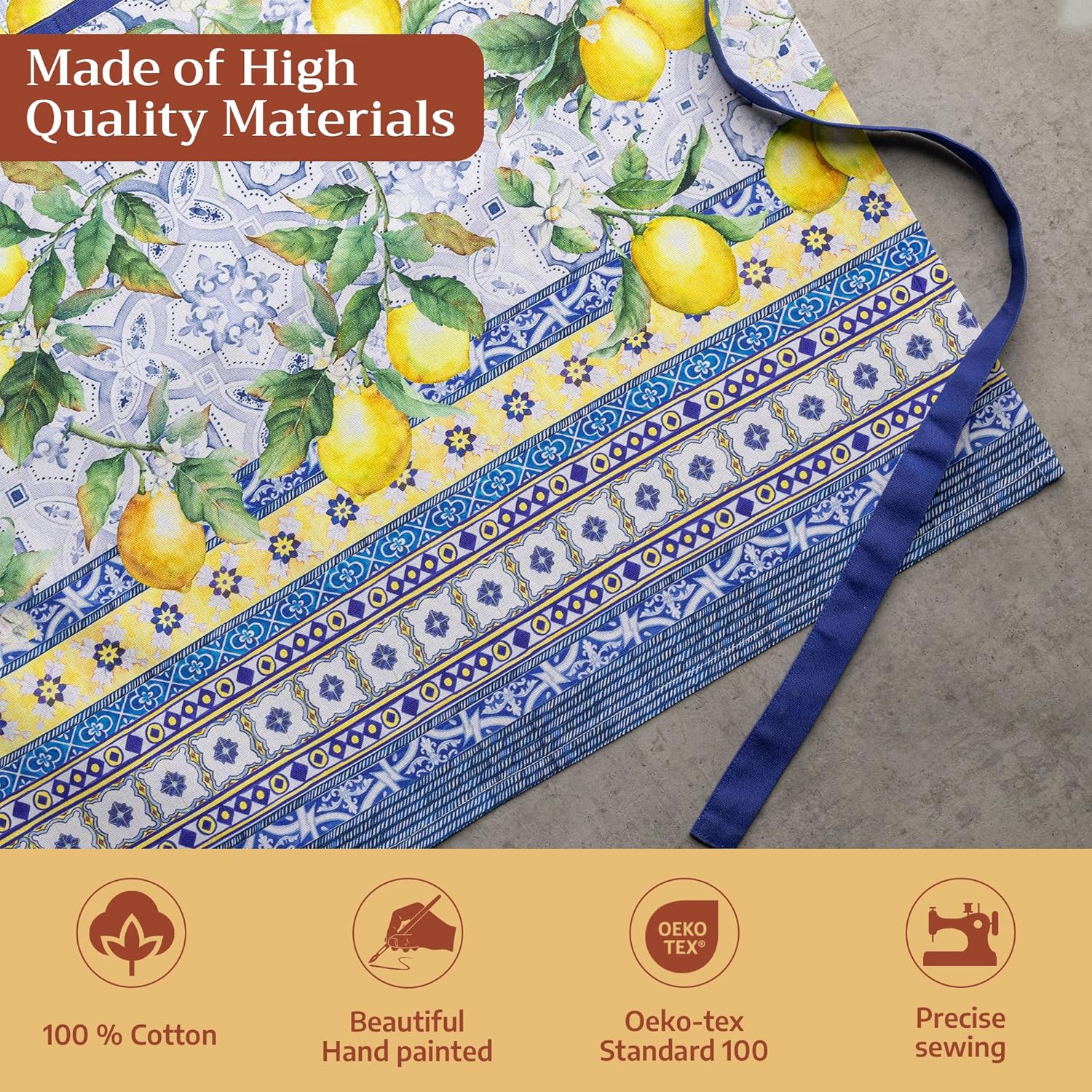 Thumbnail 2 de Maison d' Hermine 100% Cotton Apron with Pocket — Watercolor French-Style Chef Apron for Kitchen & Serving