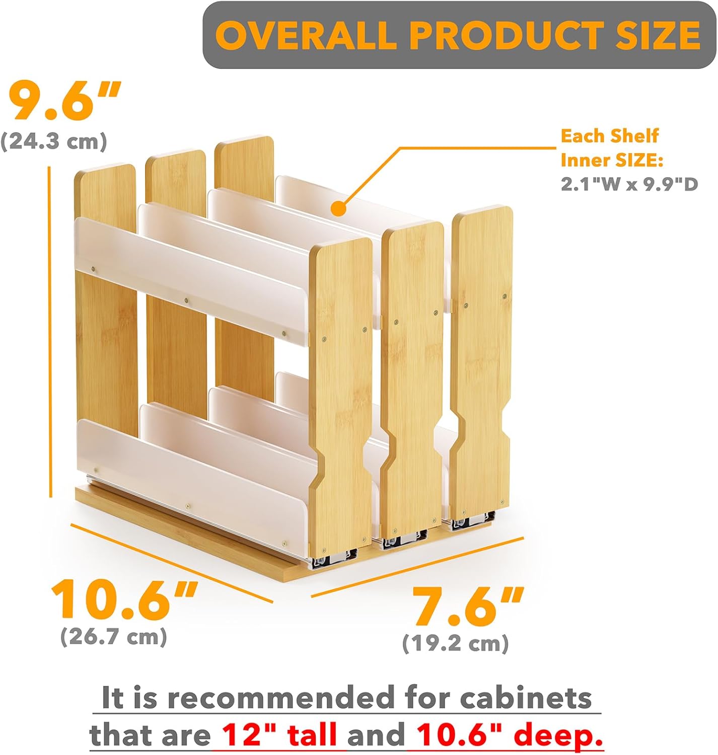 Detalle 1 de SpaceAid Bamboo Pull Out Spice Rack Organizer