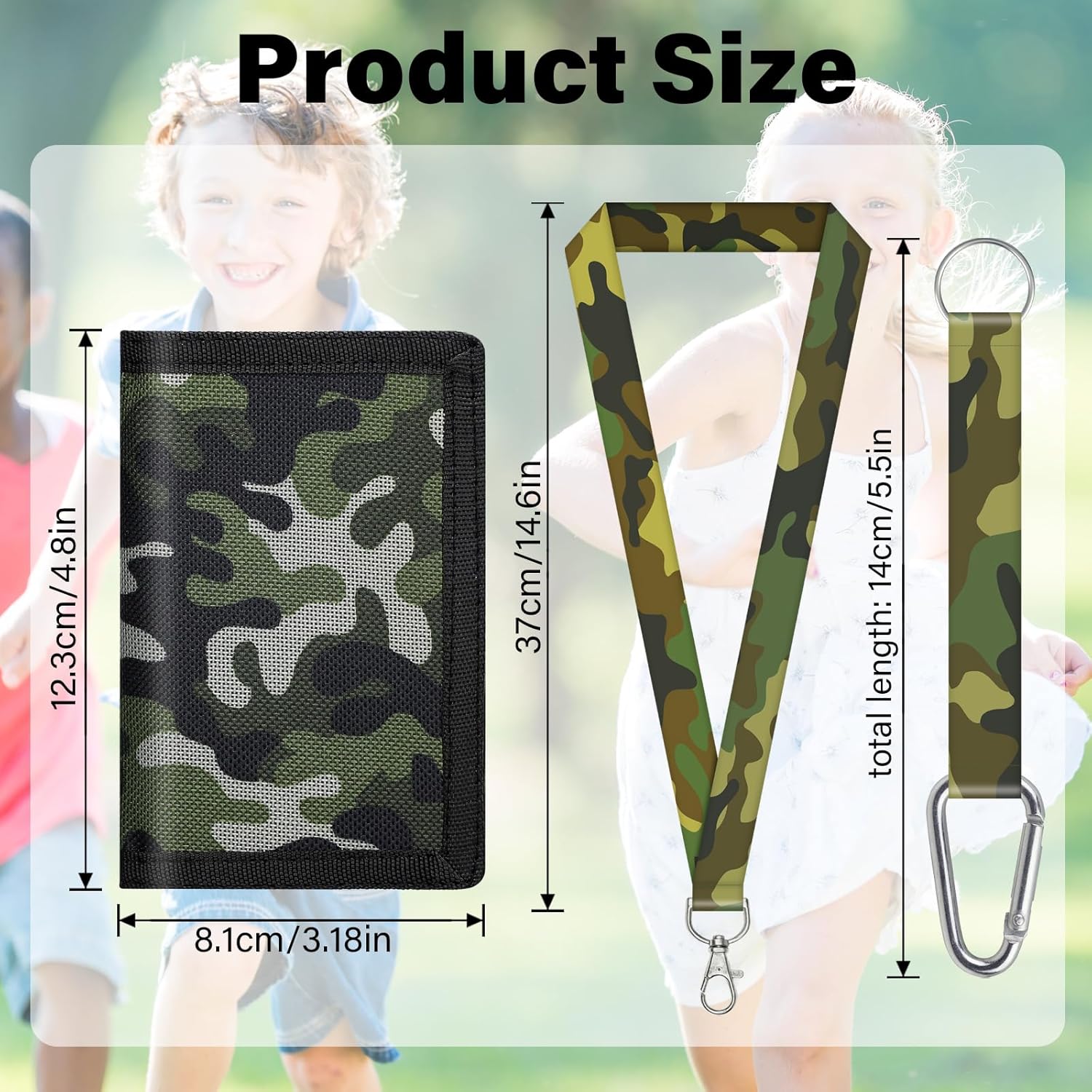 Detalle de Sundee Kids Wallet for Boys & Girls – Box-Packed Trifold with Lanyard, Dinosaur Stickers, and Zipper Coin Pocket (Camo Green)