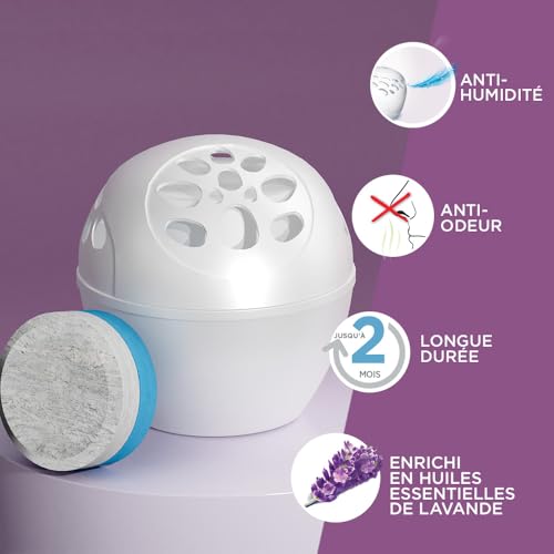 Detalle de Rubson Sensation Relax Recharges universelles (2 x 300 g) – recharge parfum lavande, 3 en 1 anti-humidité, anti-odeur et fraîcheur durable