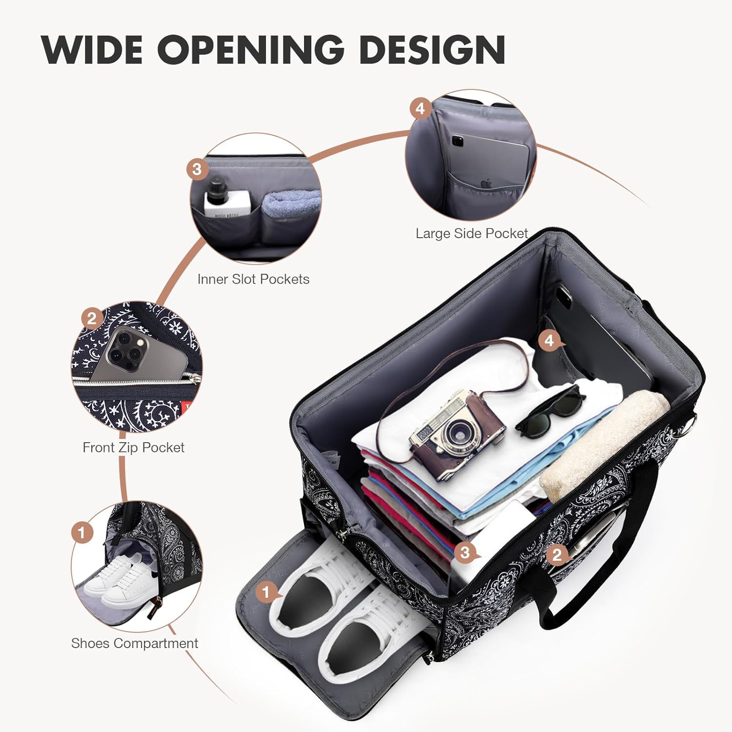 Thumbnail 3 de Lekesky Weekend Overnight Bag 33L with Top Opening and Shoe Compartment