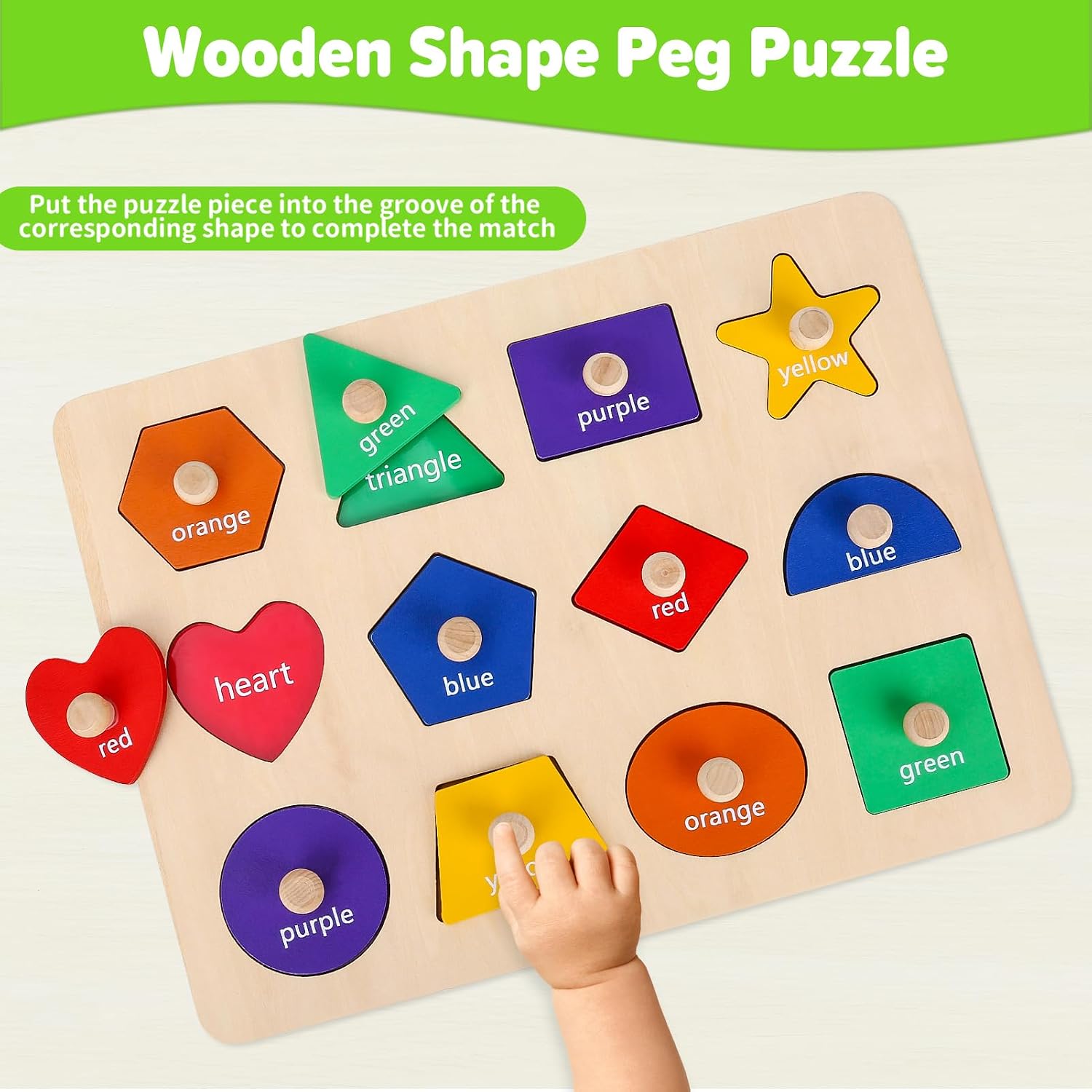 Detalle 2 de Jumlys Montessori Wooden Shape Puzzle 12-piece
