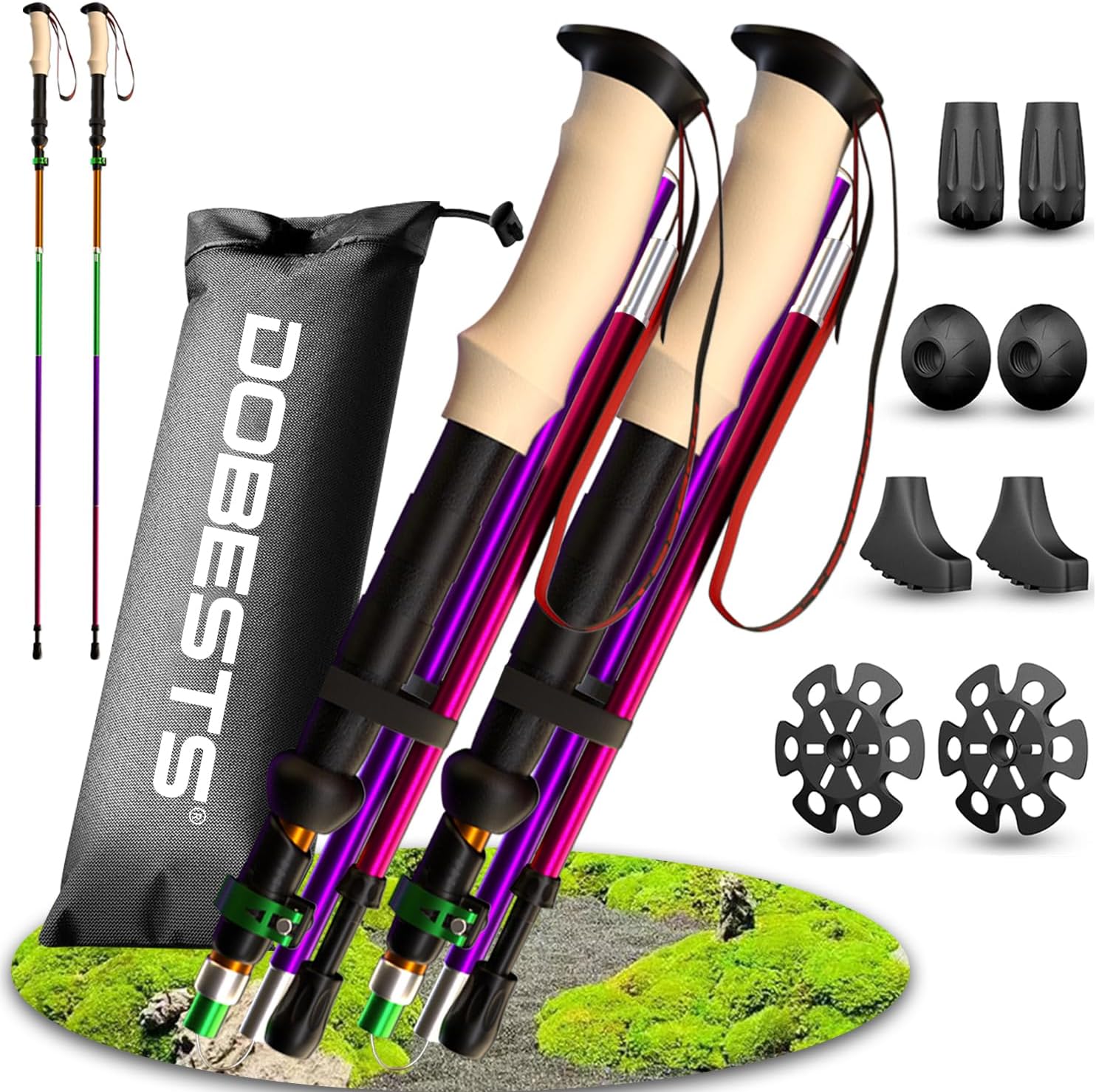 DOBESTS Wanderstöcke: Faltbare Nordic Walking Stöcke aus Aluminium 110–130 cm